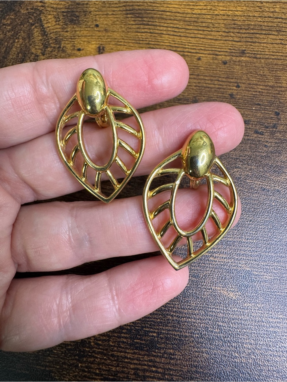 Monet Gold Plated Openwork Leaf Clip-On Earrings